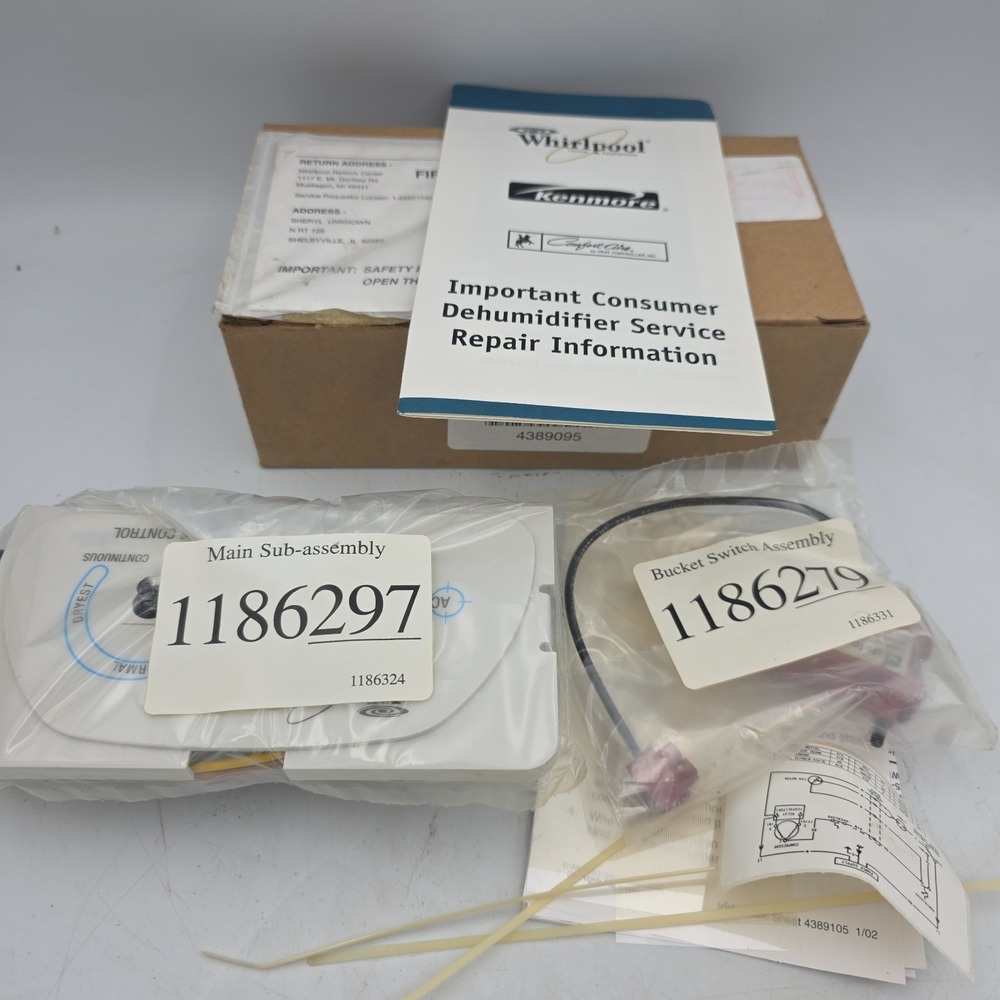 Whirlpool Dehumidifier 4389095 Control Board Panel 1186297 1186279 Bucket Switch